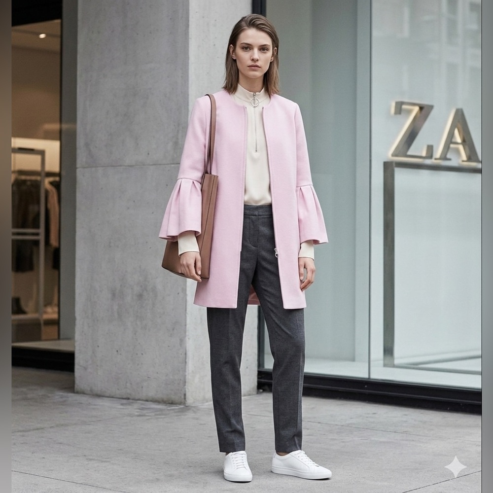 Zara Woman Pink Textured Fabric